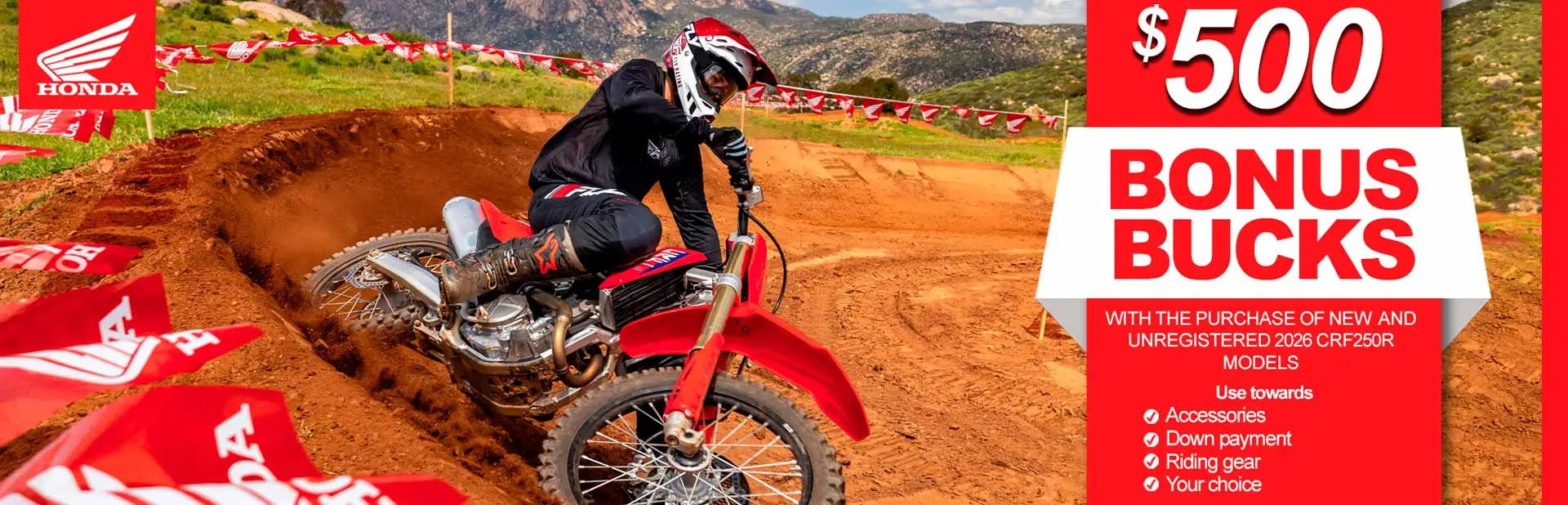You are currently viewing $500.00 Bonus Bucks on 2026 CRF250R
